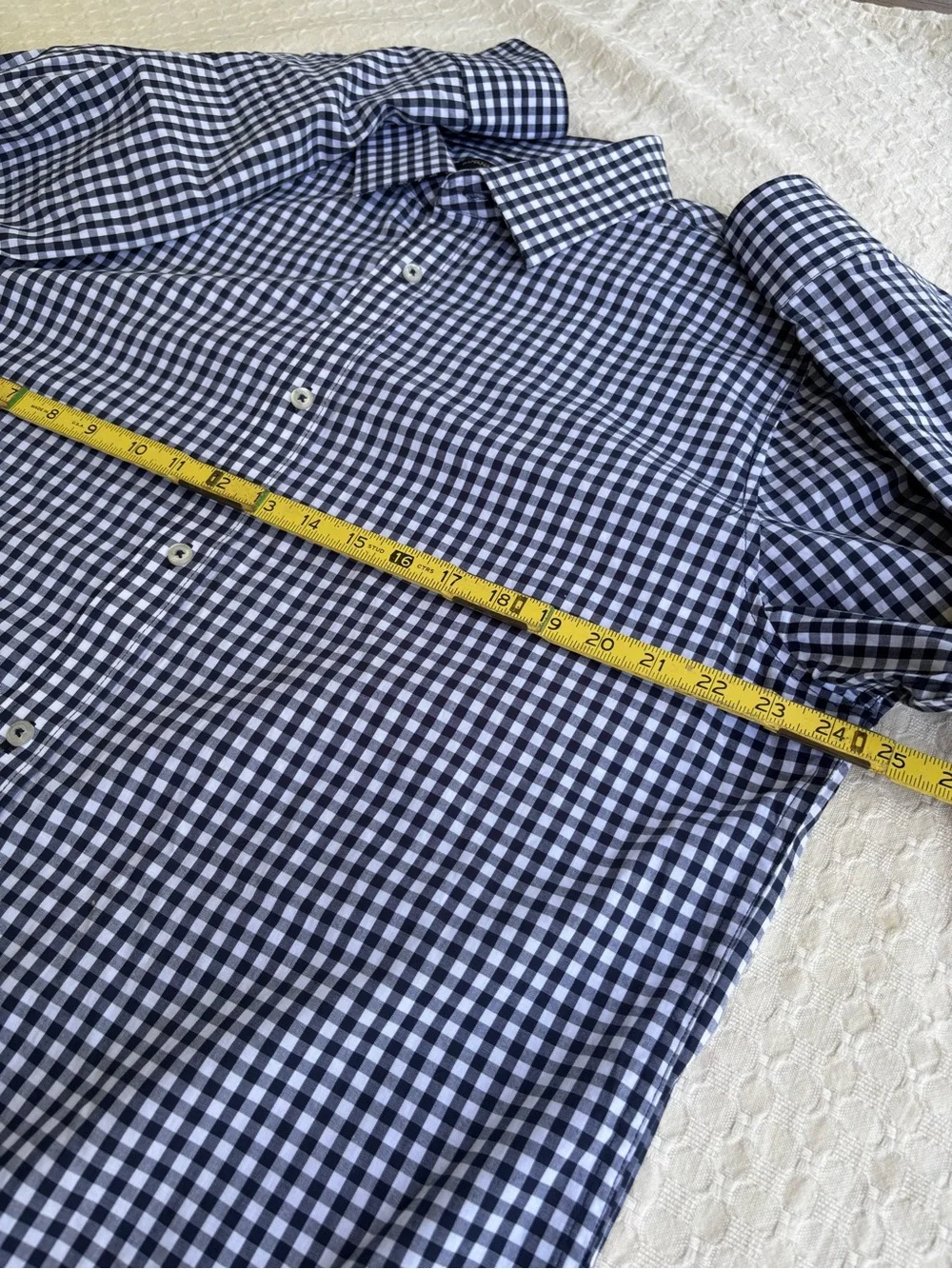 Banana Republic Slim Fit Men's Navy & White Gingham Dress Shirt
